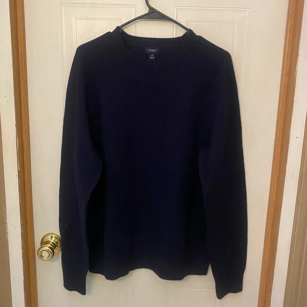 J. Crew Navy Crewneck Sweater for Men Lamb’s Wool Blend